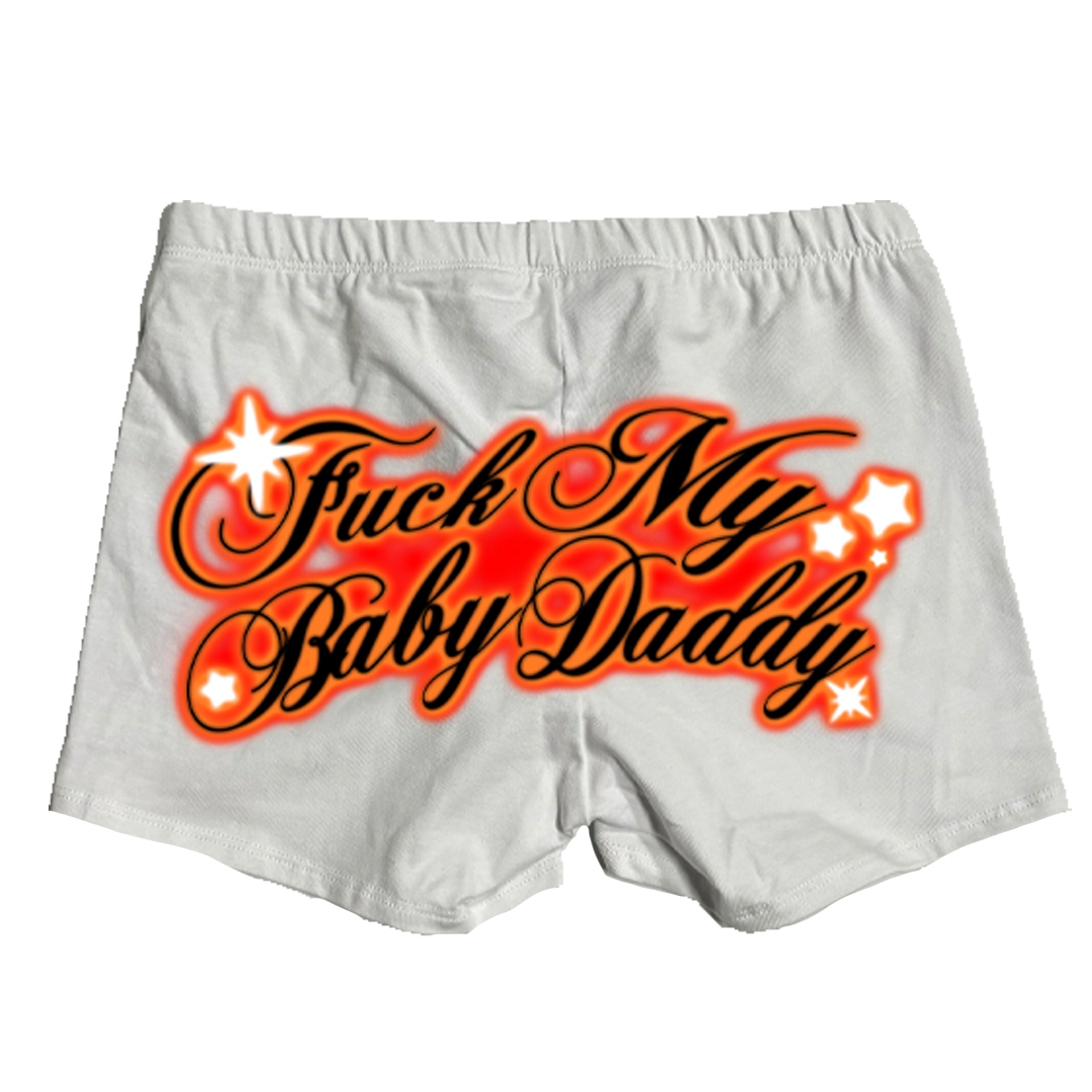 F*CK MY BABY DADDY BOOTY SHORTS WHITE - SHORTS