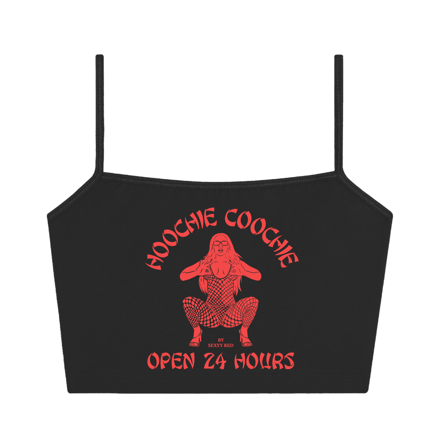 HOOCHIE COOCHIE SPAGHETTI TANK BLACK